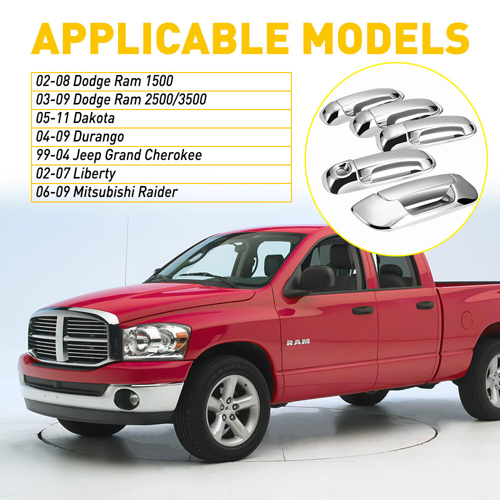 4* Door Handle + 1* Tailgate Handle For 06-09 Mitsubishi Raider Car Parts AUXITO