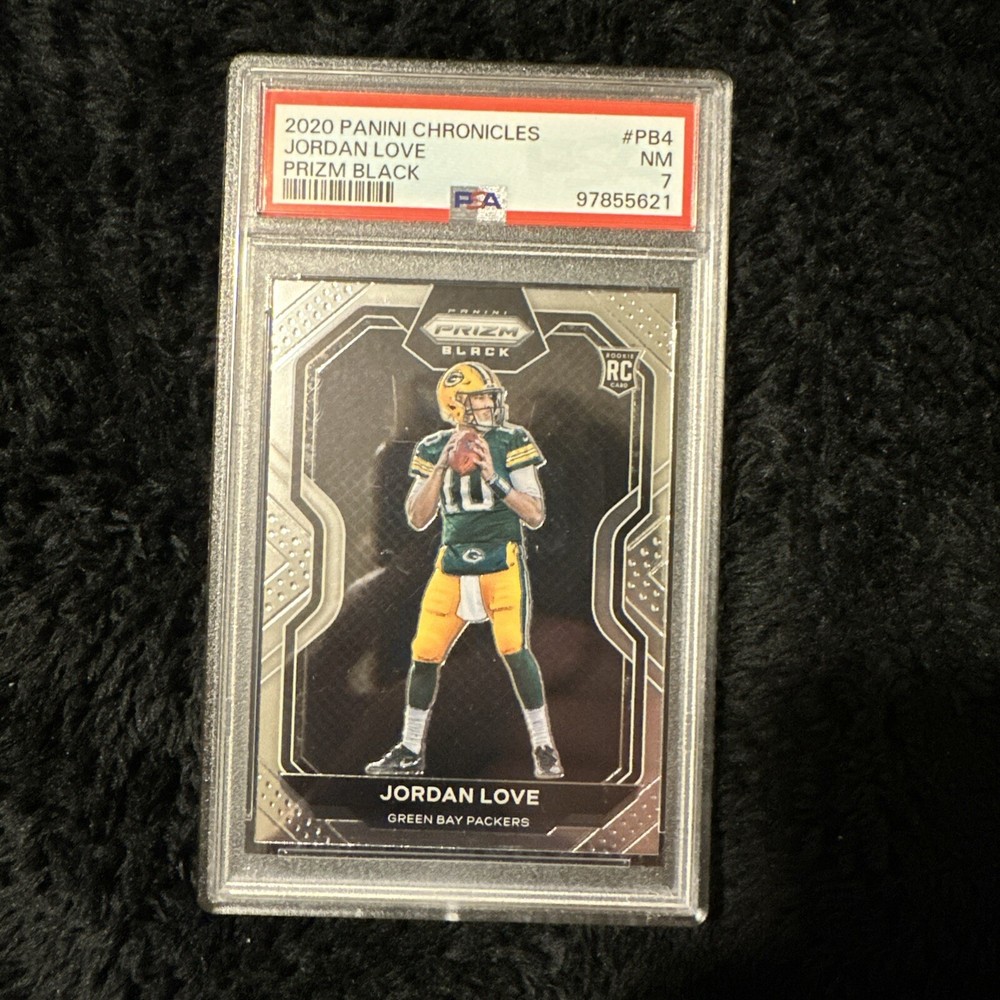 2020 Panini Chronicles Prizm Black PB4 Jordan Love PSA 7 NM