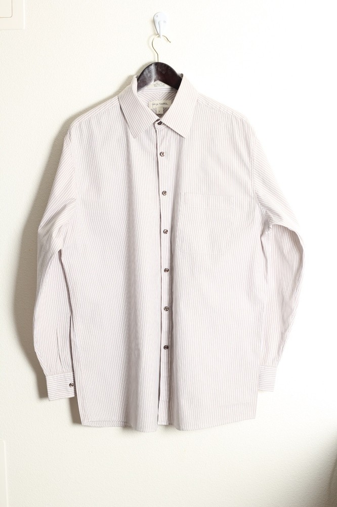 John W. Nordstrom Men's Dress Shirt Size Large Stripped in Blue white brown