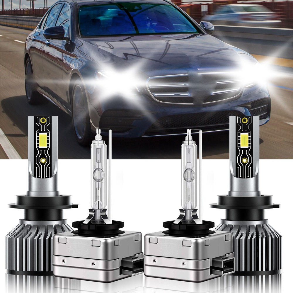 For Mercedes-Benz E300 2008-2009 H7+D1S LED HID Headlight Bulbs High Low Beam