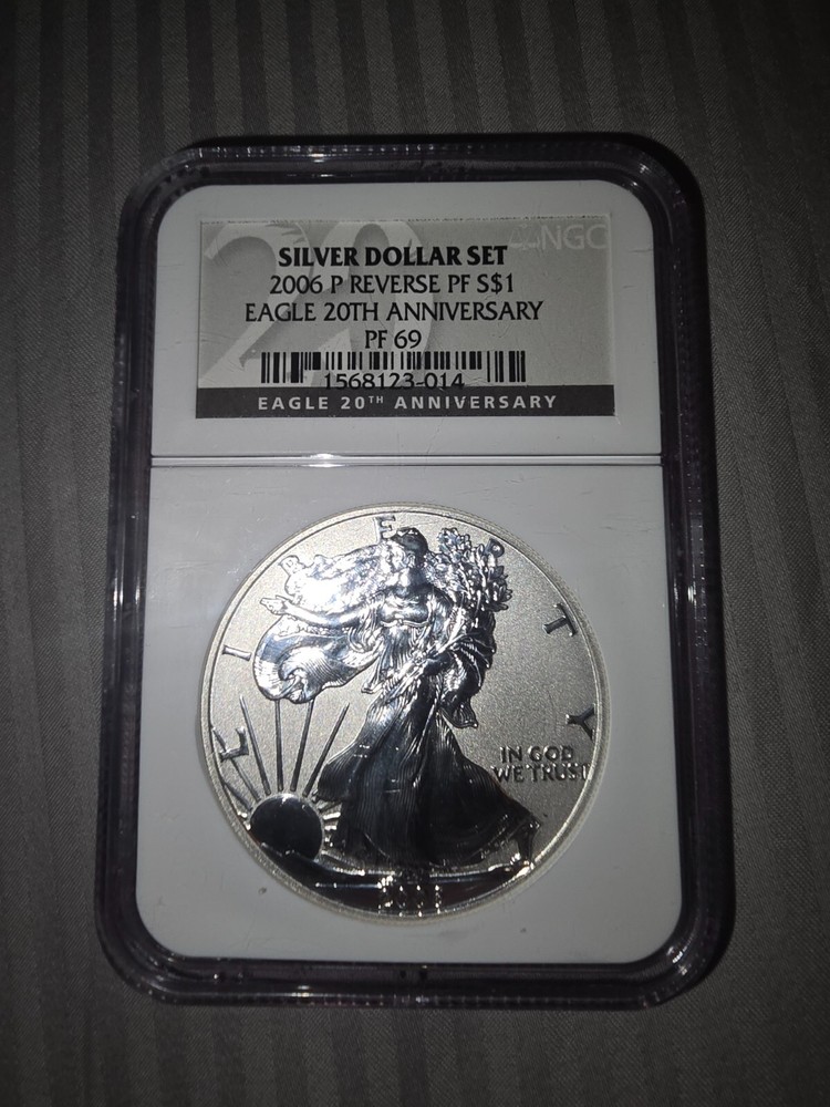 2006 P REVERSE PF S$1 AMERICAN SILVER EAGLE  1 OUNCE .999 FINE SILVER NGC PF 69