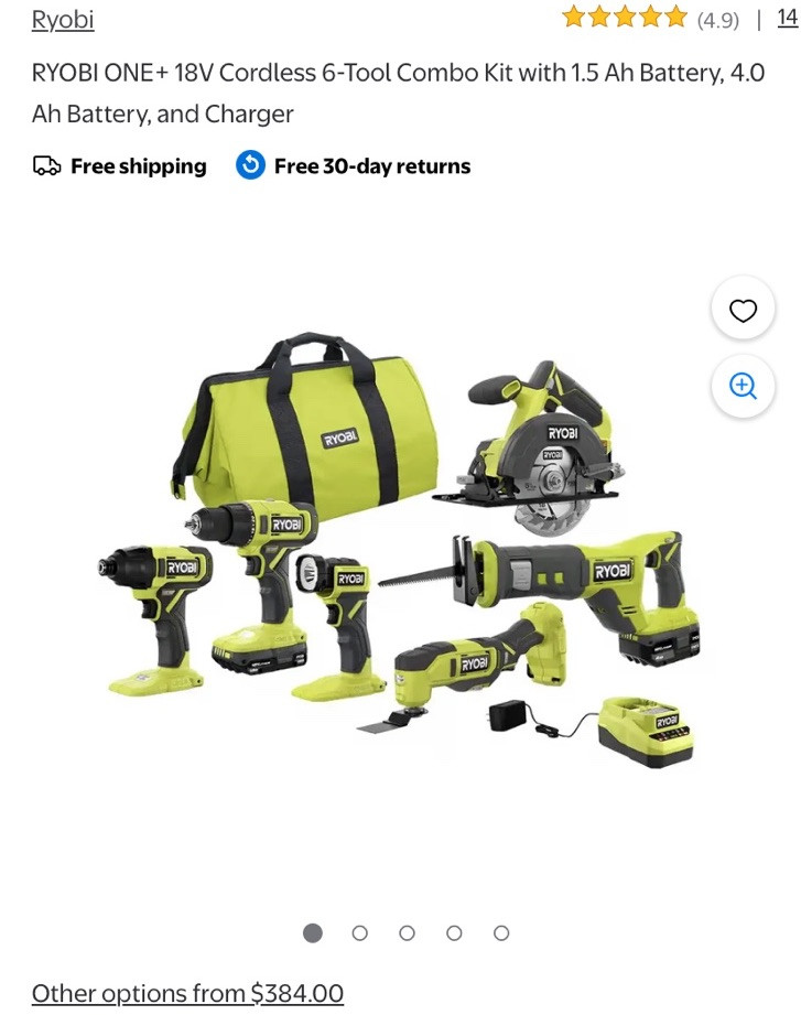 SIX (6) Tool Combo Set W/ Batteries, Charger And Soft Case