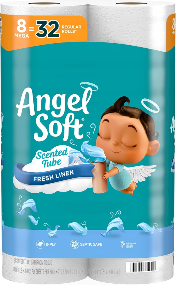 Angel Soft Fresh Linen Scented Toilet Paper - 8 Mega Rolls (32 Regular Rolls)