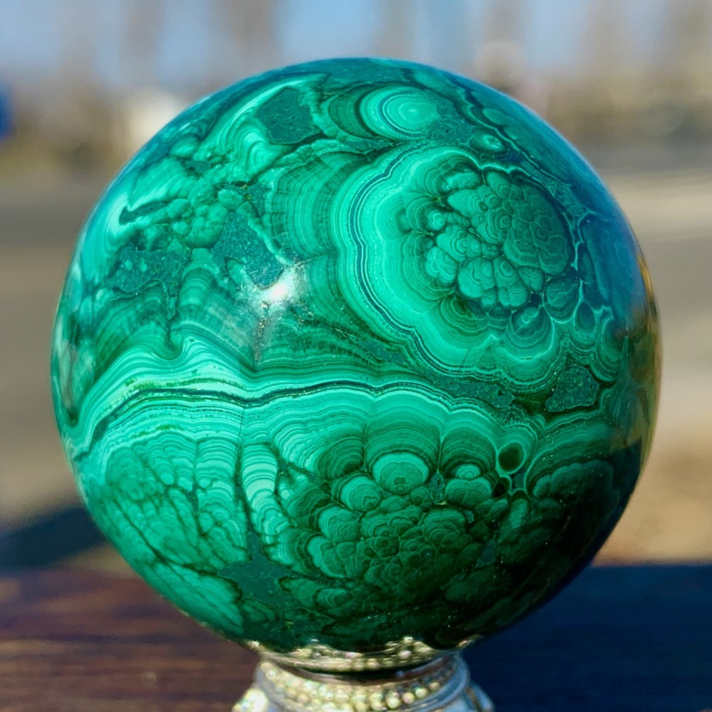 78G Natural glossy Malachite ball transparent cluster rough mineral sample