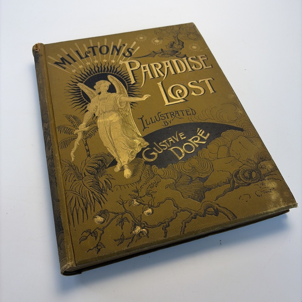 Antique 1885 Miltons Paradise Lost Gustave Dore Illustrated Large Book
