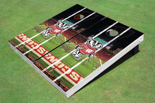 Wisconsin Bucky Stadium Long Stripe Themed Cornhole Game Set