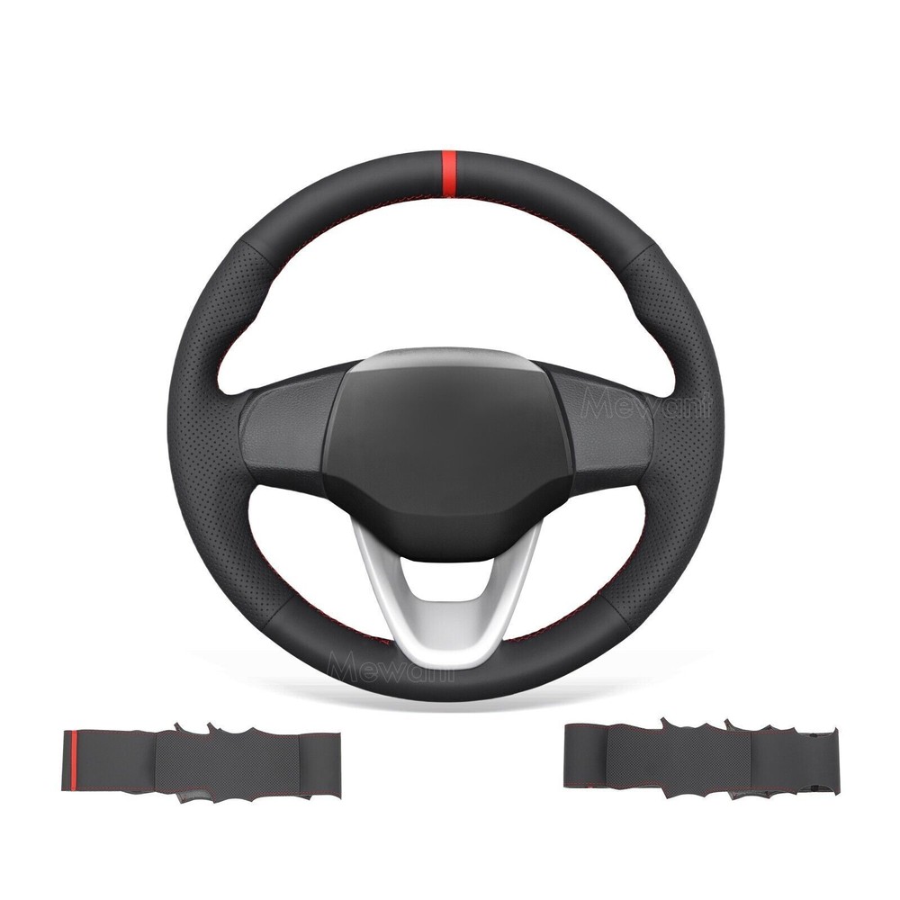 Hand Stitch Black PU Leather Steering Wheel Cover for Hyundai Venue 2020-2021