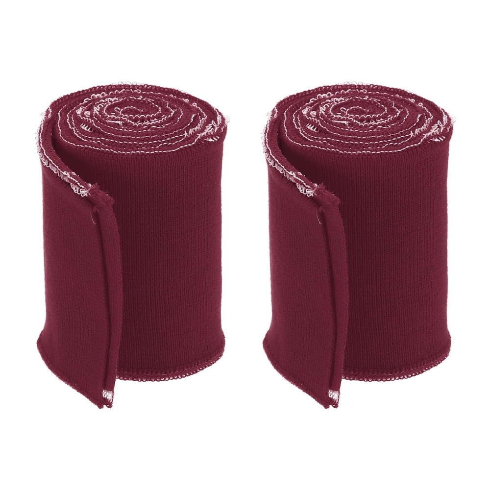 2Pcs 3x2.6ft Wine Red Knitted Ribbed Cotton Elastic Cuffs Fabric Trim