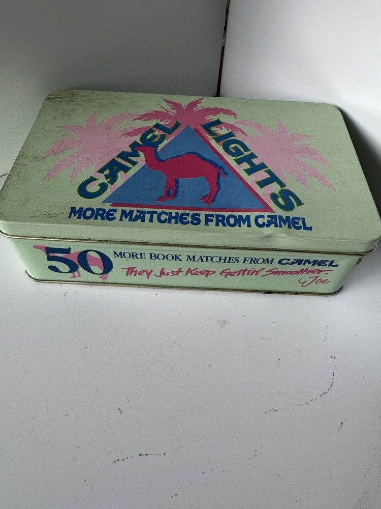 CAMEL LIGHTS Cigarette Tin With Matchbooks Vintage Tobacco