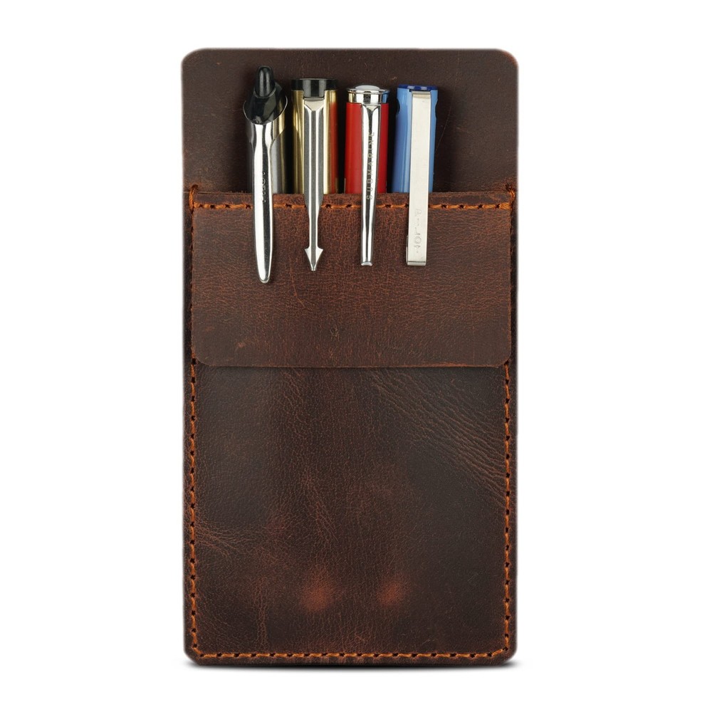 Pocket Protector for Men, Full Grain Heavy Duty Leather Pen Protect Holder for S