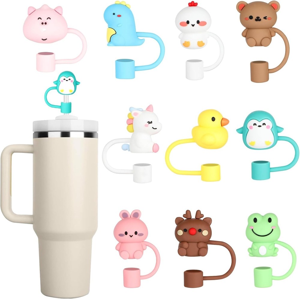 10 Silicone Straw Covers for Stanley 30 & 40 Oz Tumblers - 10-Pack