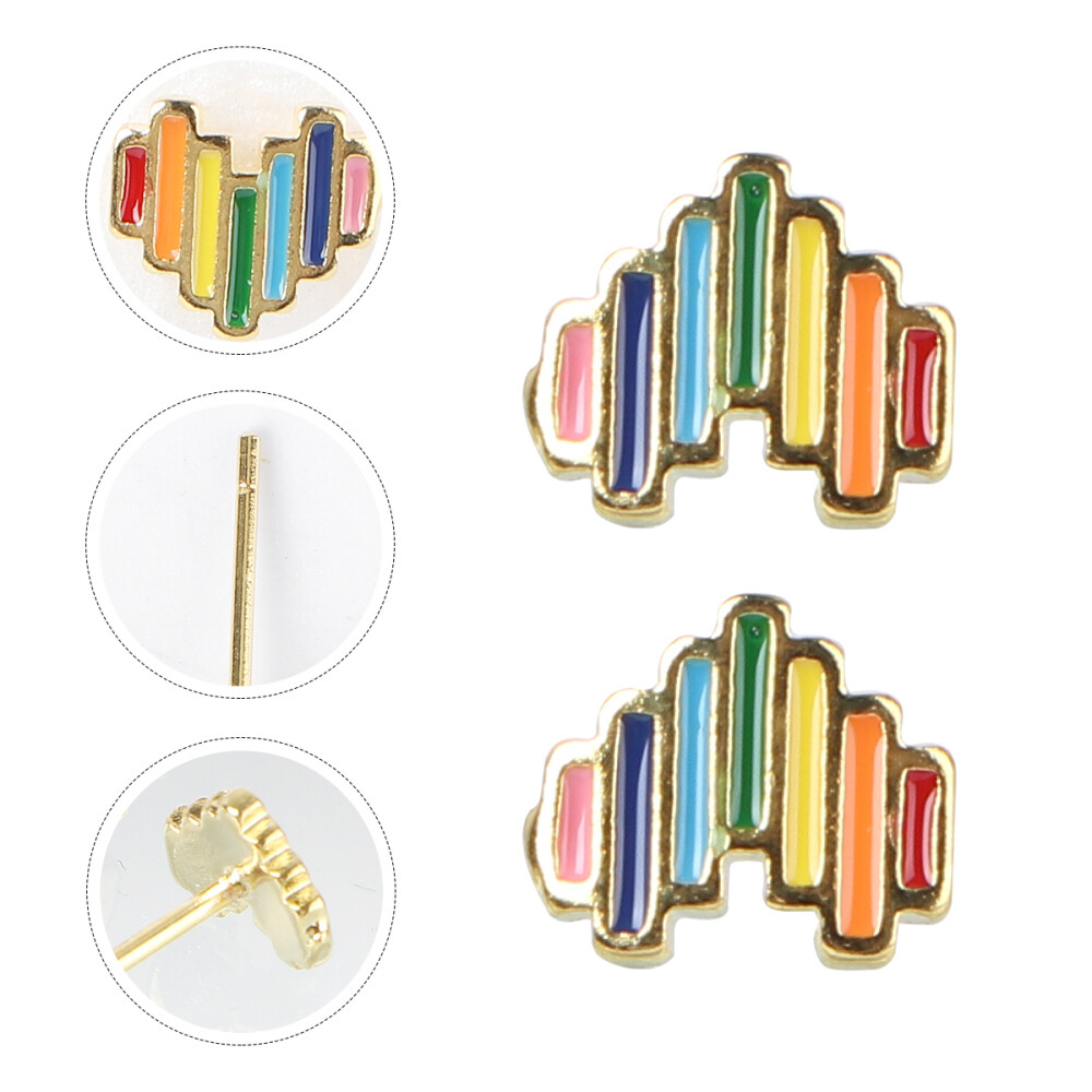 Sleeper Ear Rainbow Heart Stud Earrings Christmas for Girls Miss