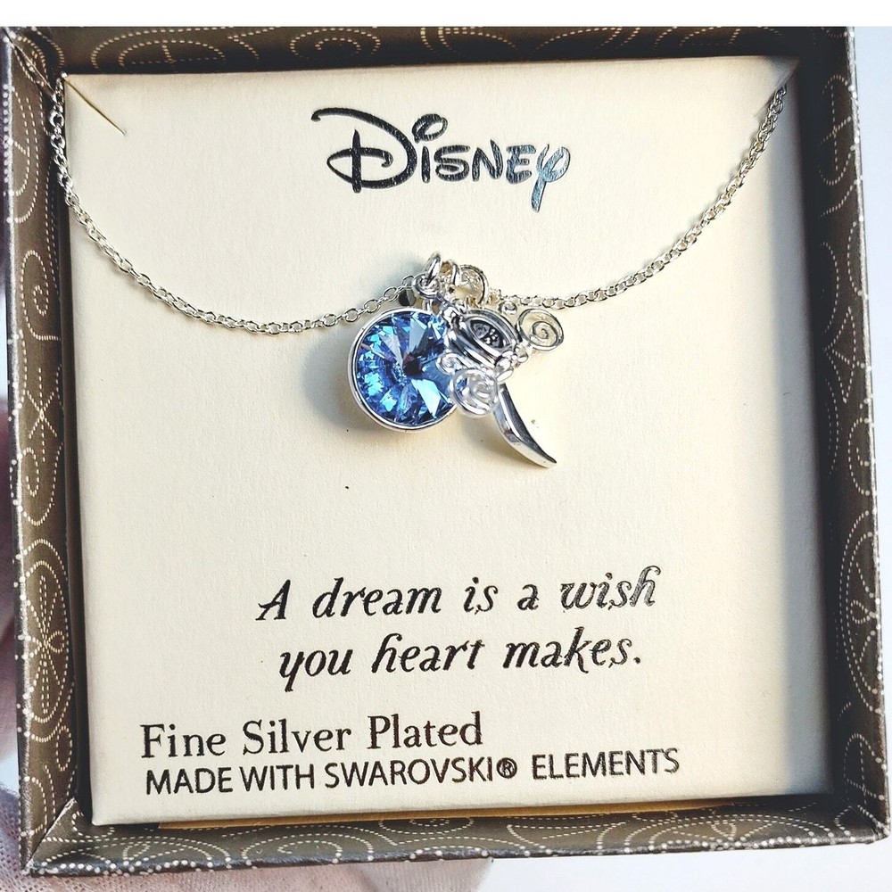 Disney Swarovski Cinderella Silver Plated Necklace New In Box