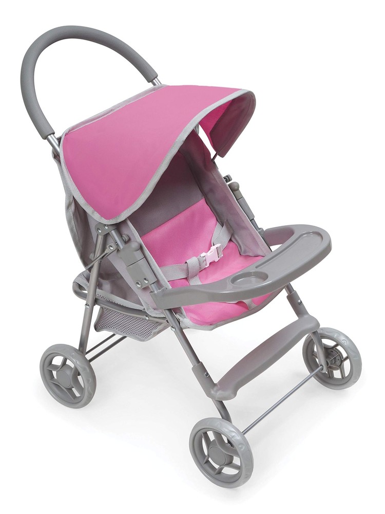 Deluxe Glide Folding Single Doll Stroller for 18-Inch Dolls in Gray and Pink ...