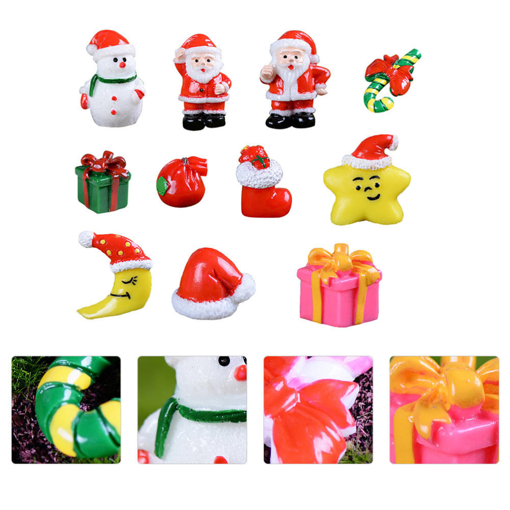 18 Pcs Christmas Resin Ornaments Decorations Stuffers Plushies