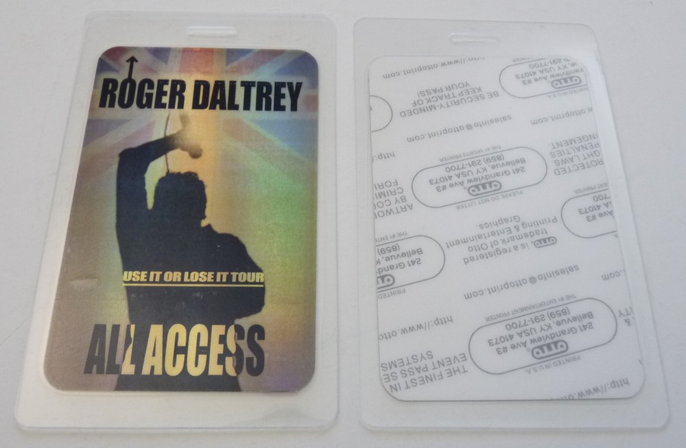 Roger Daltrey Use It  2009 Concert Tour ALL ACCESS Backstage Pass Laminate D16