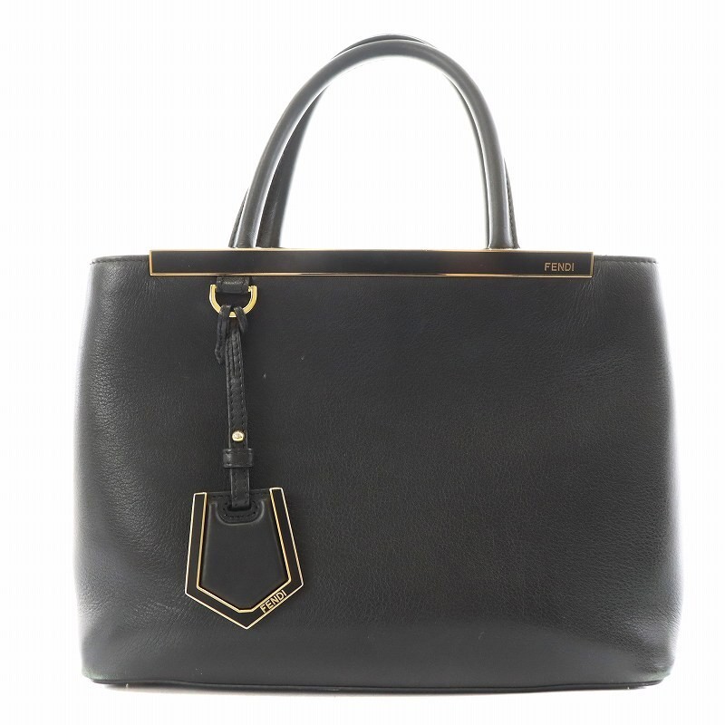 RARE FENDI Petite Trousse Black Leather Handbag 8BH253 AN6 OH Ladies