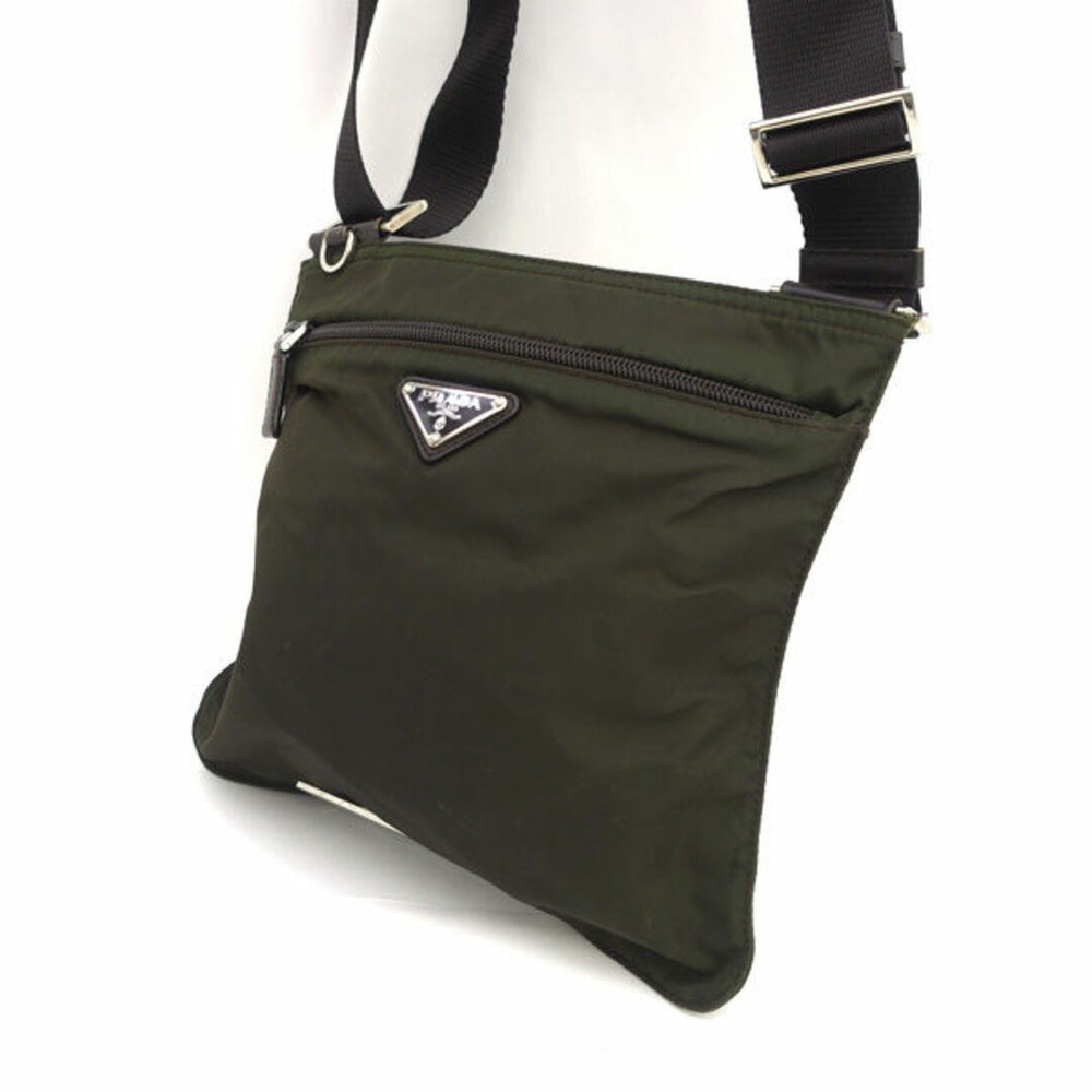 RARE PRADA Nylon Dark Green Shoulder Crossbody Bag Back BAG