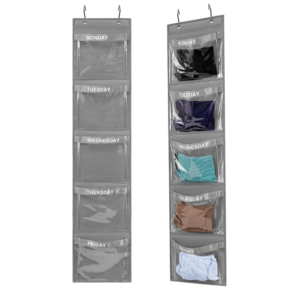 2-Pack Monday to Friday Kids School Clothes Organizer for Daily Outfits