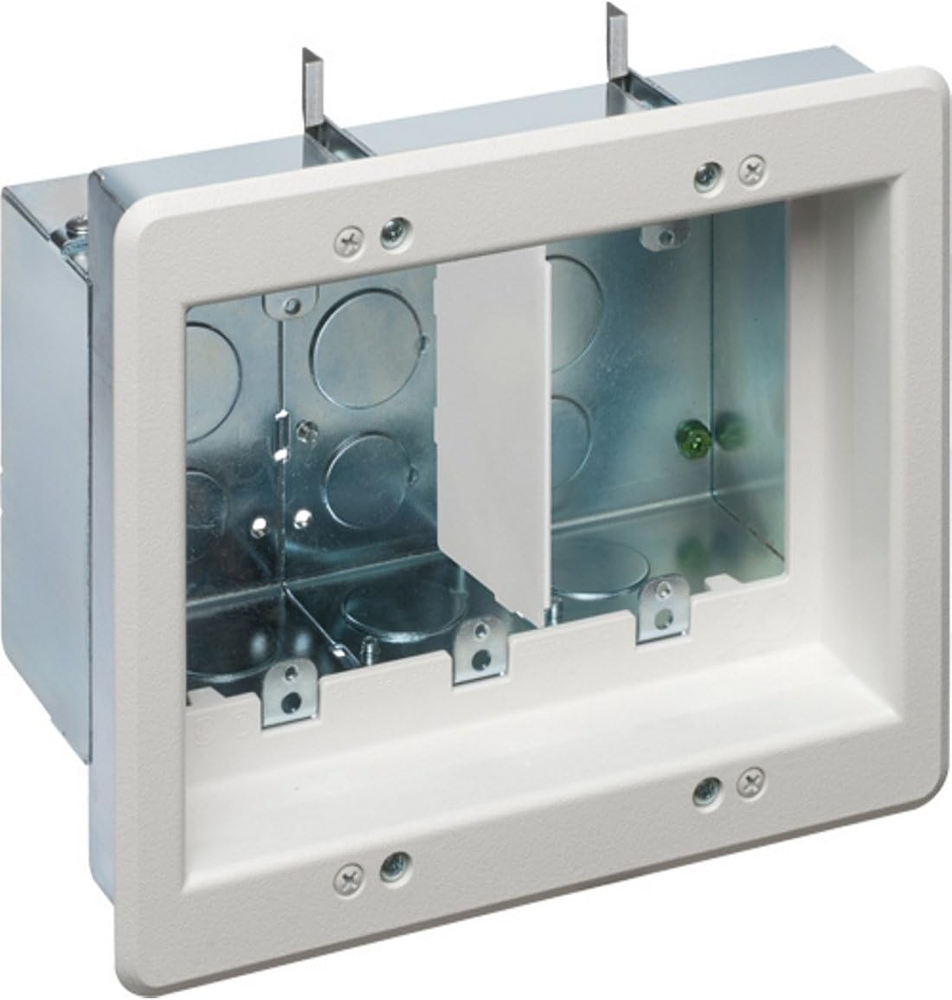 Industries TVBS507-1 TVBS507 Recessed Outlet Wall Plate Kit, 3-Gang, White