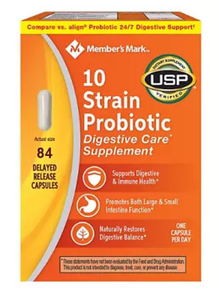 Member's Mark 10 Strain Probiotic (84 count) 1 Per Day EXP 04/25 - Damaged Box-image