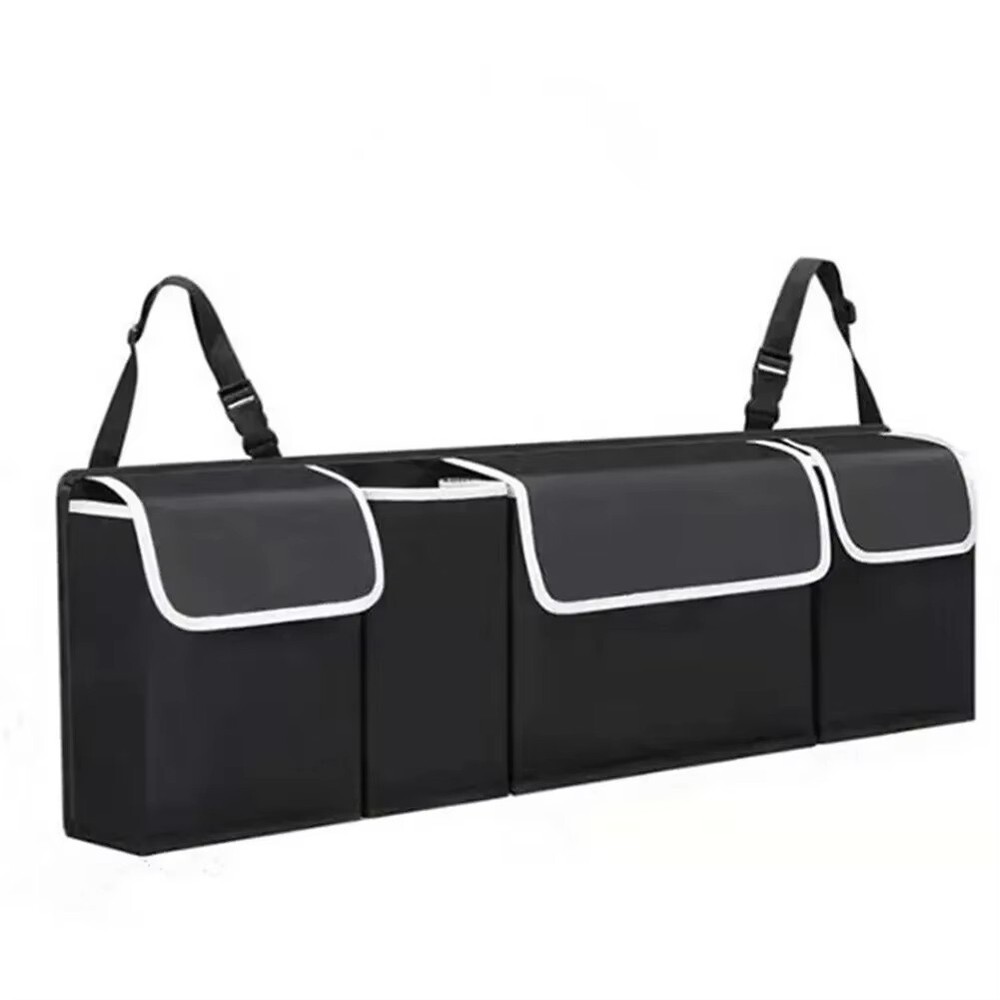 Car Trunk Organizer with 4 Pockets - Oxford Storage Bag for Back Seat