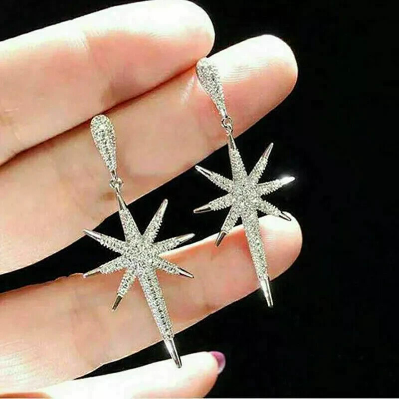 2Ct Lab-Created D/VVS1 Snowflake Diamond Earrings in 14K White Gold
