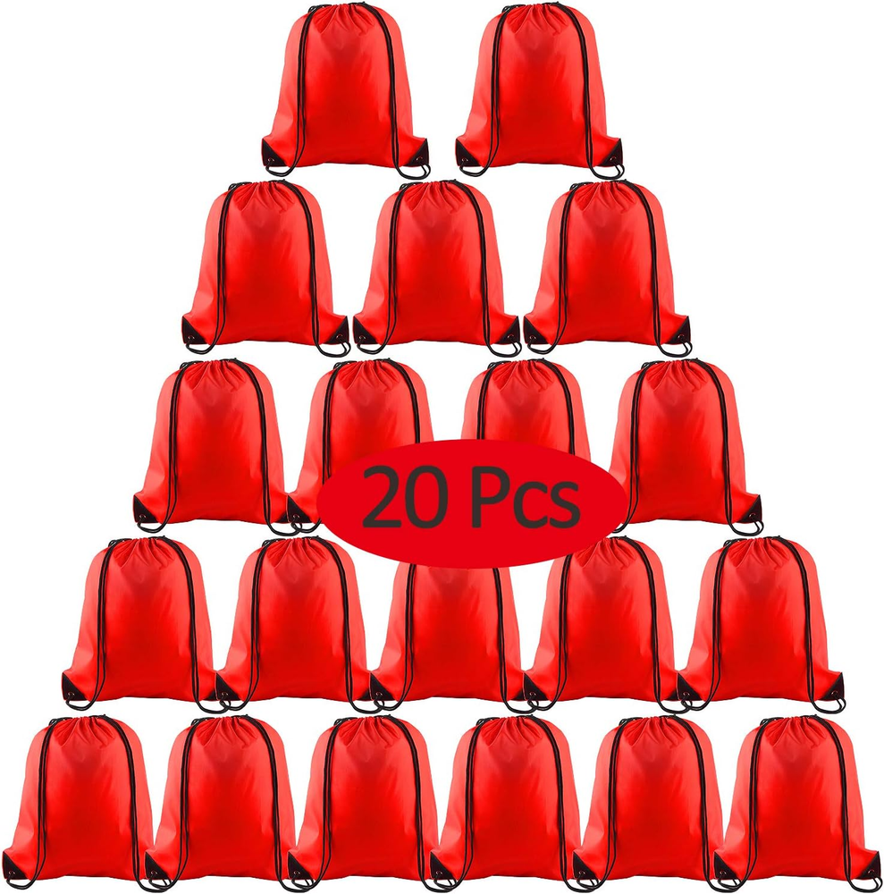 20Pcs Drawstring Backpack Bag Bulk Red Drawstring Bags String Backpack Sport Gym