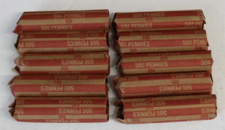 1959-1982 Lincoln Memorial Copper Cent Roll of 50 coins Circulated-Unsearched