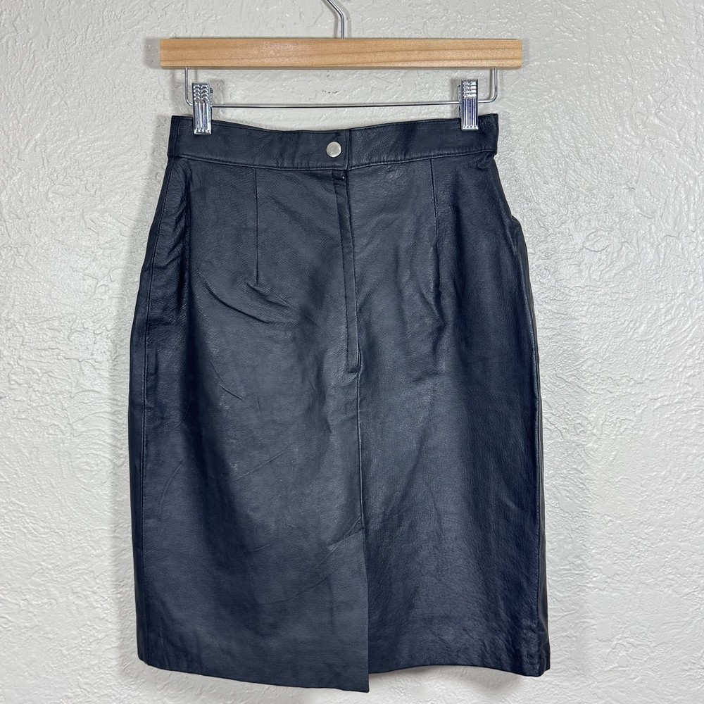 Vtg 90s Leather Skirt 9/10 Otello Pelle Biker Moto Urban Grunge Streetwear Edgy