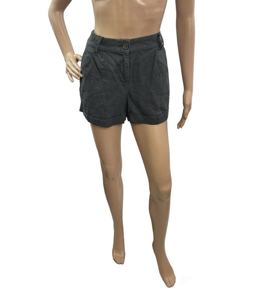 J Crew Women’s Siize 2 Flat Front Linen Cotton Chinos Shorts  Solid Gray