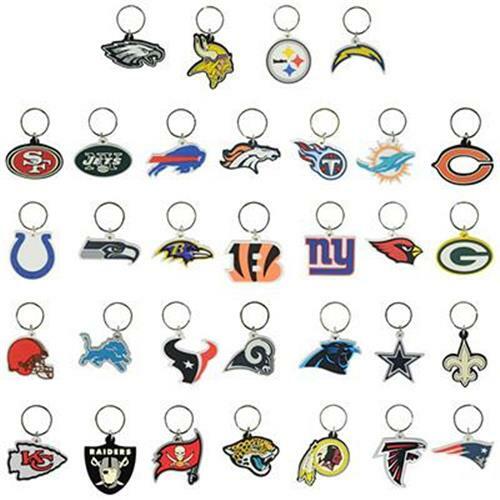 LOT OF (5) NFL KEYCHAINS SOFT RUBBER PVC PICK YOUR TEAM GREAT FOR PARTIES