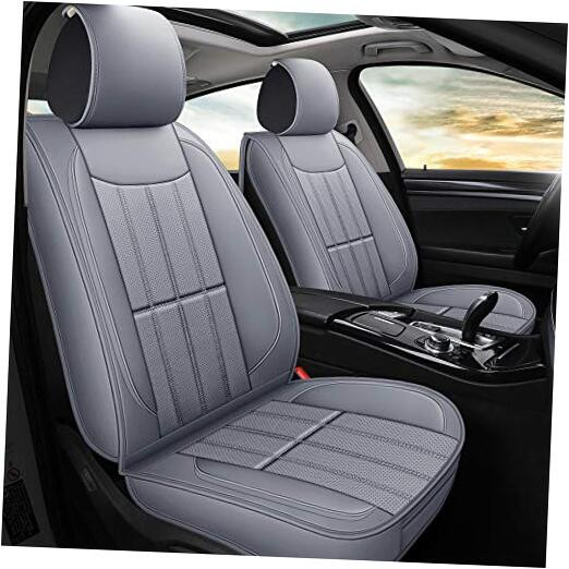 Leather Car Seat Covers, Leatherette Automotive Vehicle FRONT PAIR GRAY