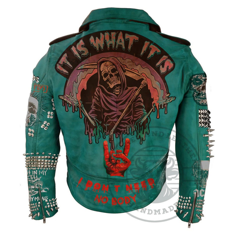 Men's Gothic Steampunk Handmade Genuine Leather Belted Jacket Multicolor