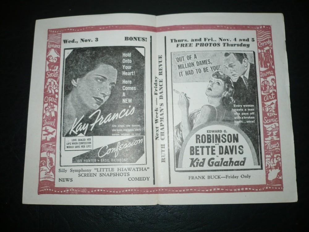 KID GALAHAD [Bette Davis, Edward G Robinson] & John Wayne, orig movie ad flyer