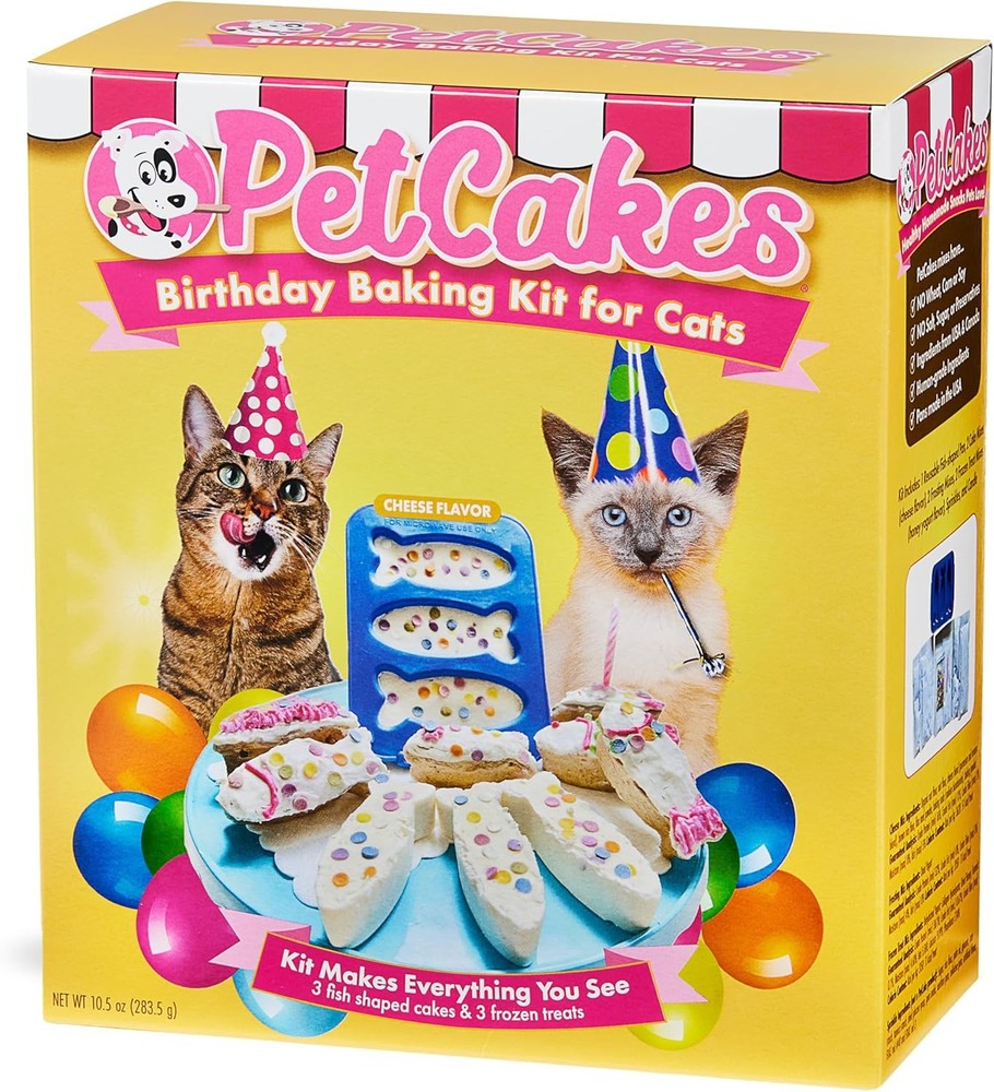 Cat Birthday Baking Kit – 3 Frosted Fish Treats, 14.3 oz Pack