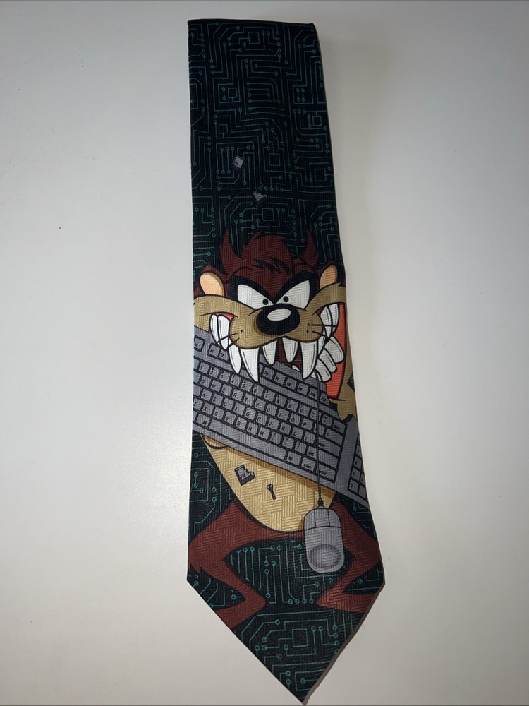 Vintage Taz Tazmanian Devil IT Computer Mouse Funny Looney Tunes Tie 90s Work