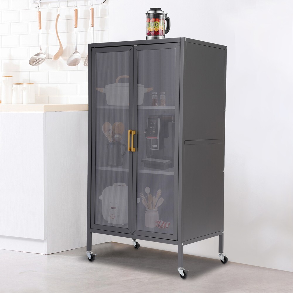 Large storage cabinet with 4 wheels for kitchen or bedroom organization