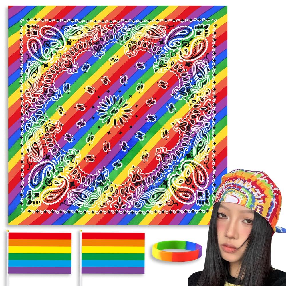 LGBTQ+ Rainbow Tie-Dye Bandana Pride Unisex Scarf for Colorful Celebrations-image