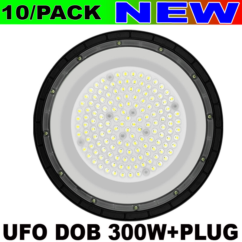 300W UFO LED High Bay Light Fixtures for Factory Warehouse Commercial Use 10-Piece Set