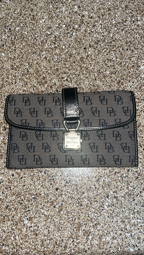 Dooney & Bourke Monogram Wallet with Clasp Gray Woman’s Bill Fold Signature