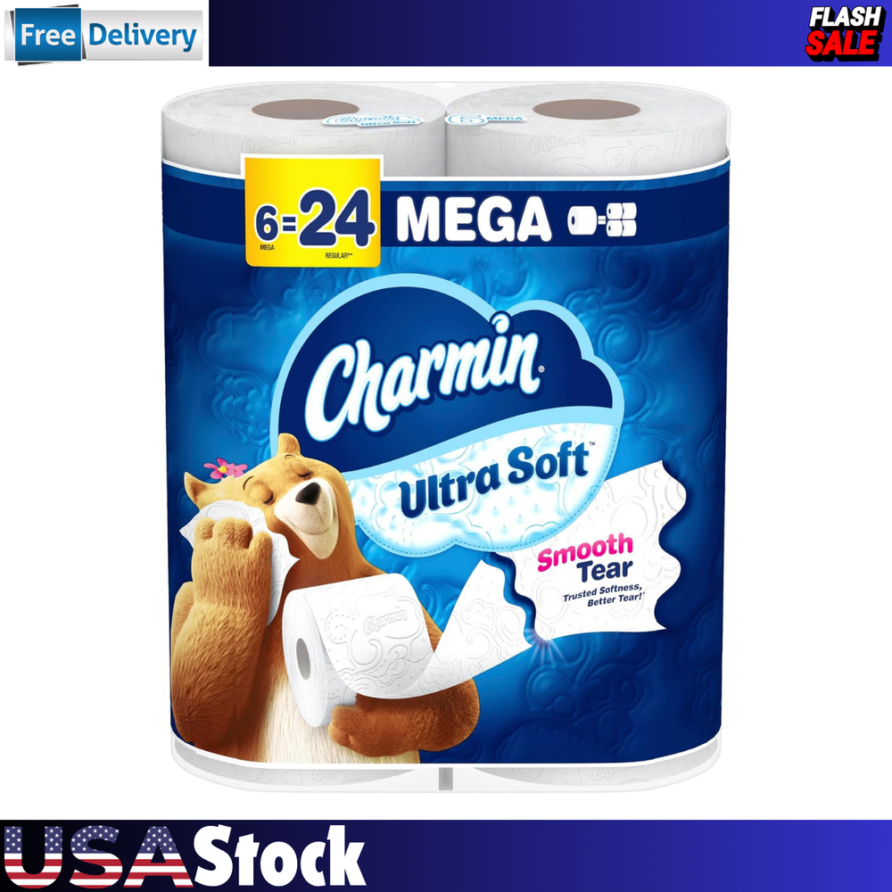 Charmin Ultra Soft Toilet Paper, 6 Mega Rolls = 24 Regular Rolls
