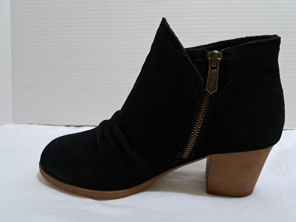 Skechers Taxi Water Repellent Suede Side Zip Boots Black 7.5 Pre Owned Excellent