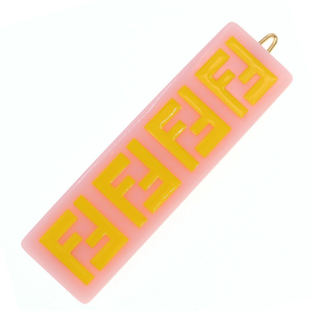 FENDI Kids Hair Clip JFP402 Pink Yellow Acetate Barrette Brand New