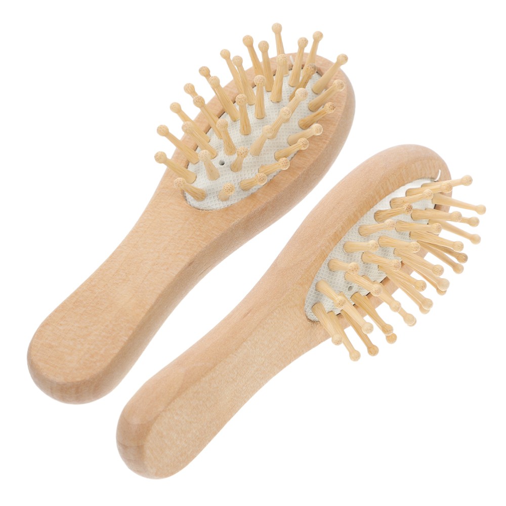 2 Pcs Wooden Airbag Comb & Cradle Cap Brush for Men and Kids Hair Care