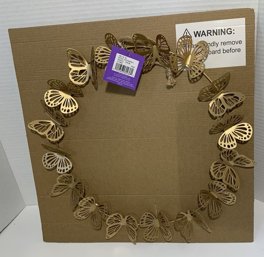 Gold Butterfly Easter Spring Wreath Floral Decor