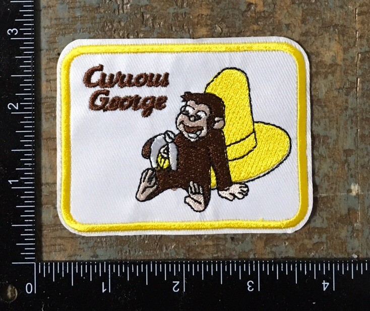 Curious George Embroidered Iron-On Patch with Yellow Hat Cartoon Design