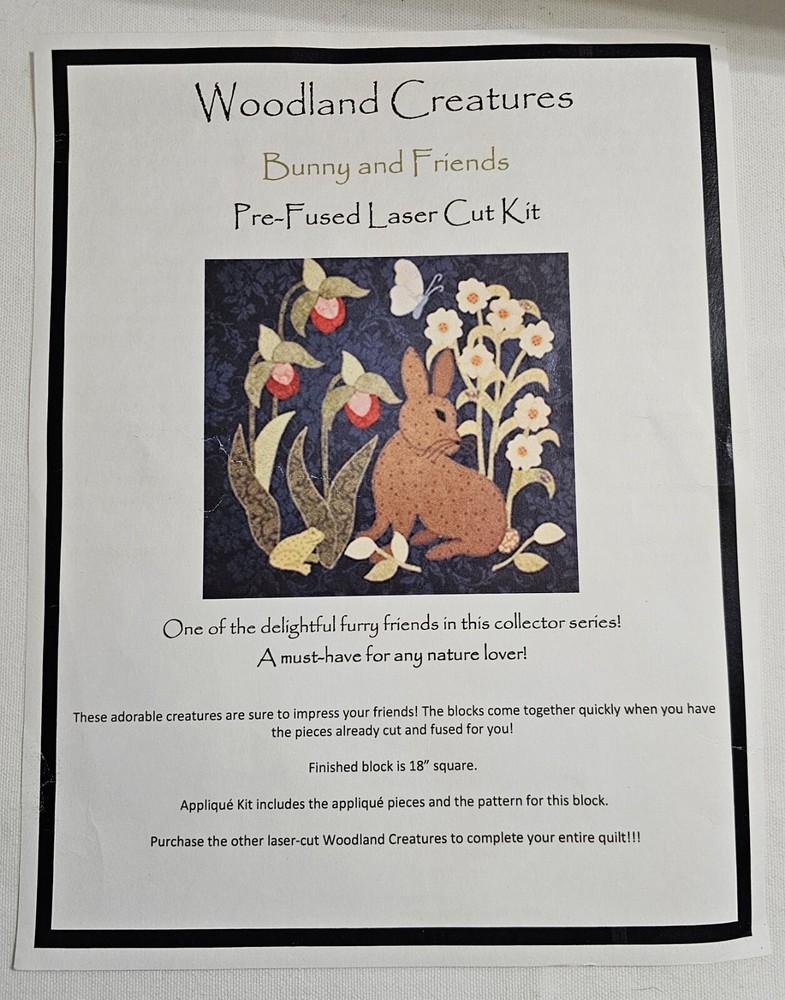 Stitchin' Heaven Woodland Creatures Bunny & Friends Applique Block Kit 18
