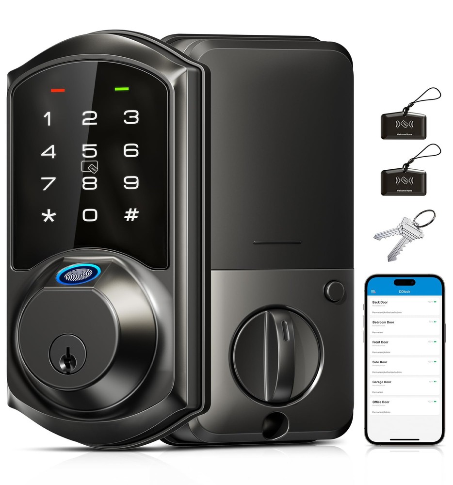 Fingerprint Smart Lock Deadbolt 7-in-1 Keyless Entry with App Control for Front Door