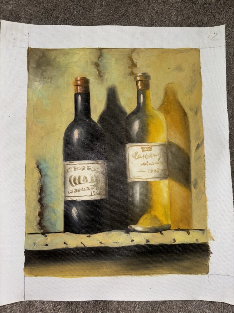 Realism Bottles Painting Real Oil On Canvas 9”x11”